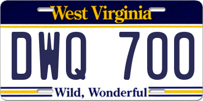 WV license plate DWQ700