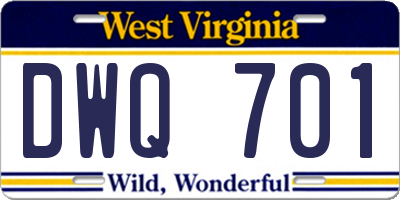 WV license plate DWQ701