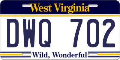 WV license plate DWQ702