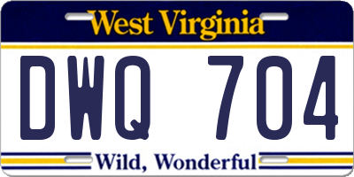 WV license plate DWQ704