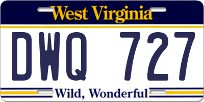WV license plate DWQ727