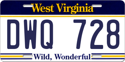 WV license plate DWQ728
