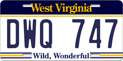 WV license plate DWQ747