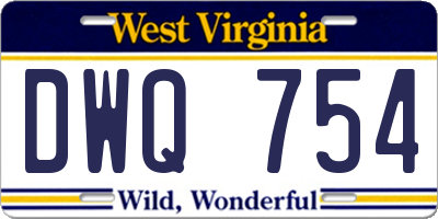 WV license plate DWQ754