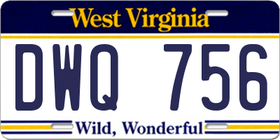 WV license plate DWQ756