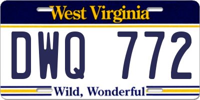 WV license plate DWQ772