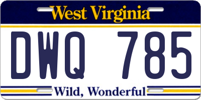 WV license plate DWQ785