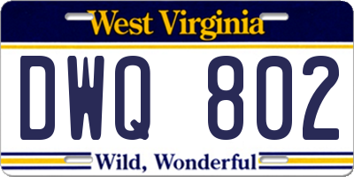 WV license plate DWQ802
