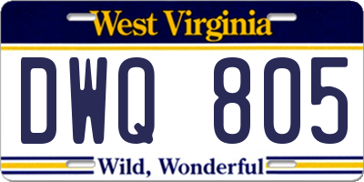 WV license plate DWQ805