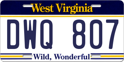 WV license plate DWQ807