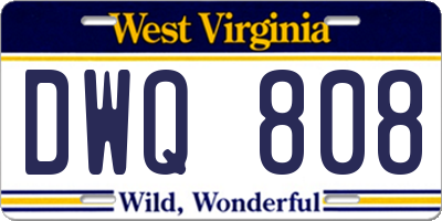WV license plate DWQ808
