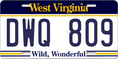 WV license plate DWQ809