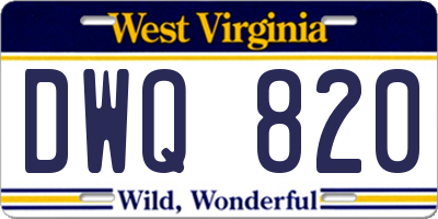 WV license plate DWQ820