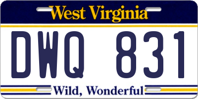 WV license plate DWQ831