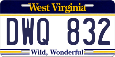 WV license plate DWQ832