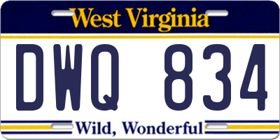 WV license plate DWQ834