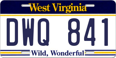 WV license plate DWQ841