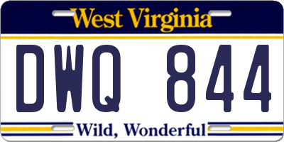 WV license plate DWQ844