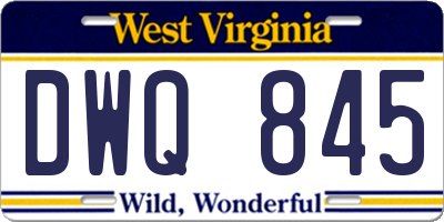 WV license plate DWQ845