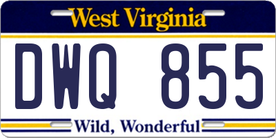 WV license plate DWQ855