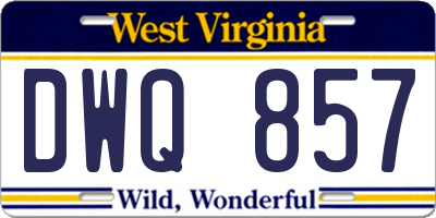 WV license plate DWQ857