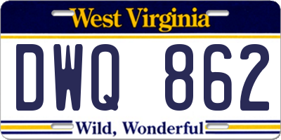 WV license plate DWQ862