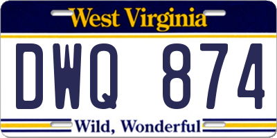 WV license plate DWQ874