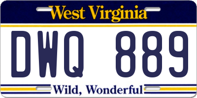 WV license plate DWQ889