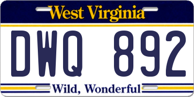 WV license plate DWQ892