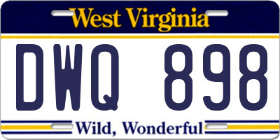 WV license plate DWQ898