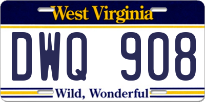 WV license plate DWQ908