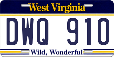 WV license plate DWQ910