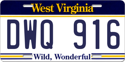 WV license plate DWQ916