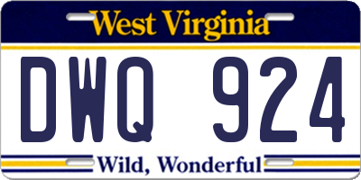 WV license plate DWQ924