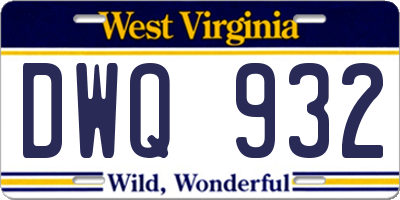 WV license plate DWQ932