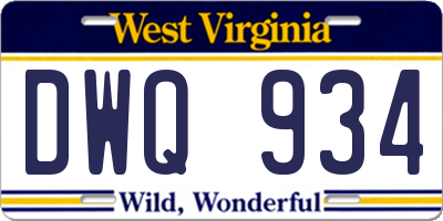 WV license plate DWQ934