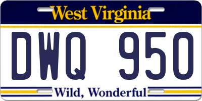 WV license plate DWQ950