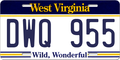 WV license plate DWQ955