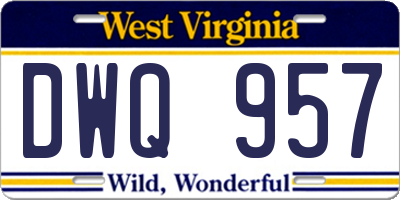 WV license plate DWQ957