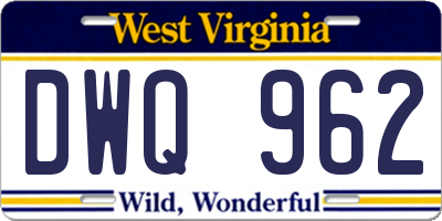 WV license plate DWQ962