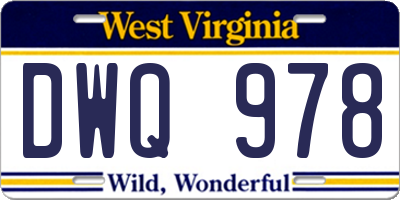 WV license plate DWQ978