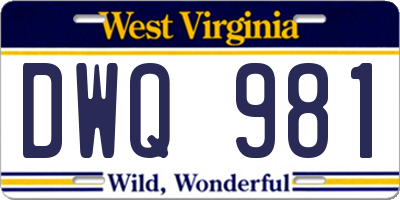 WV license plate DWQ981
