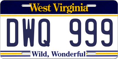WV license plate DWQ999