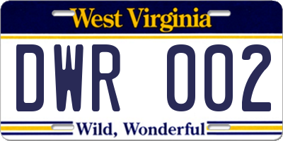 WV license plate DWR002