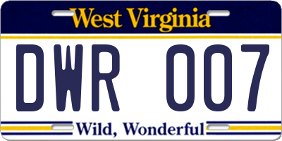 WV license plate DWR007