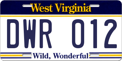 WV license plate DWR012
