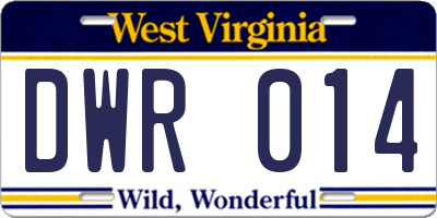 WV license plate DWR014