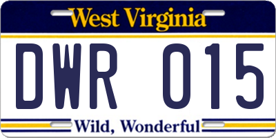 WV license plate DWR015
