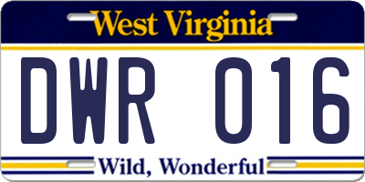 WV license plate DWR016