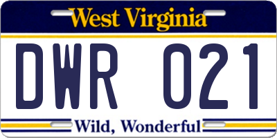 WV license plate DWR021